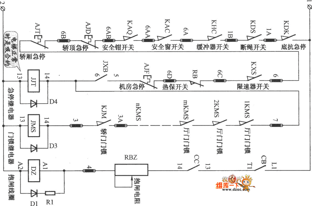 北京五洲电梯控制柜电路图
