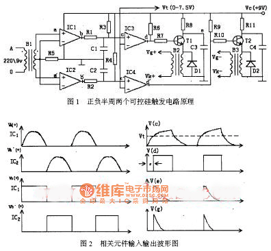 正负半周两个可控硅触发原理电路图