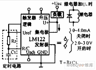 采用LM122的二端延时开关电路图