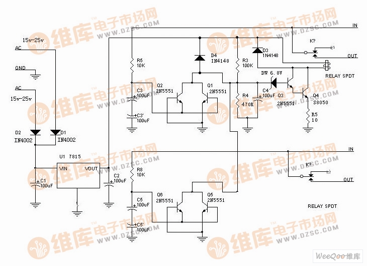 耳机放大器保护电路原理图