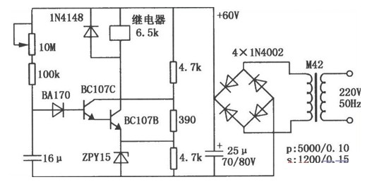 一款继电器延时吸合电路图