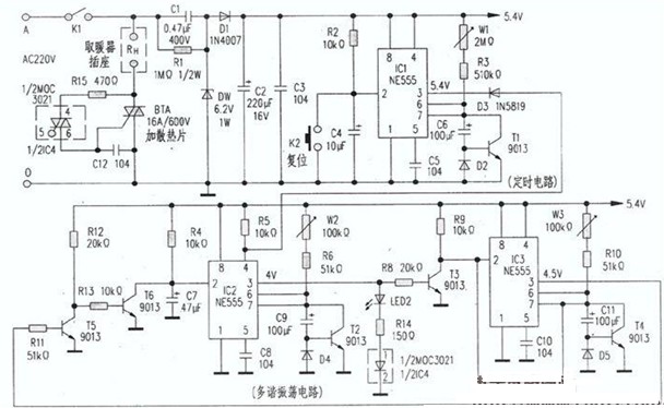 自动调节的取暖器控制电路图
